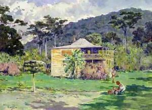 Vailima 1892 home of Robert Louis Stevenson on Samoa by Count Girolamo Pieri Nerli