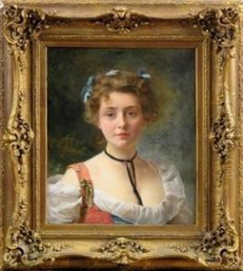 "portrait De Jeune Femme Au Ruban Bleu"