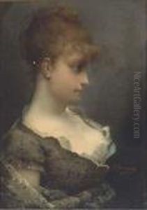 A Young Beauty In Contemplation by Jacquet Gustave