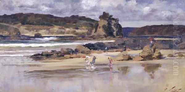 Beach Scene, Children Paddling - view 1