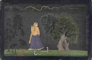 Heroine Rushing to Her Lover from the Punjab Hills by Nainsukh