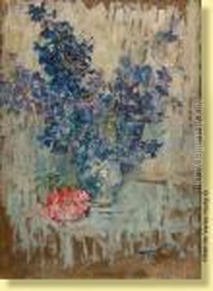 Vase Fleuri De Delphiniums - view 1