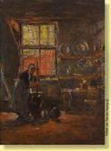Interieur Hollandais, Femme A La Baratte by Armand Jamar
