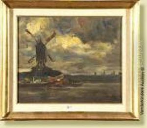 Paysage Au Moulin A Vent by Armand Jamar