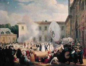 Francois Rene 1768-1848 Vicomte de Chateaubriand Receiving the Grand Duchess Elena of Russia 1807-73 in the Gardens of the Villa Medici 29th April 1829 1830