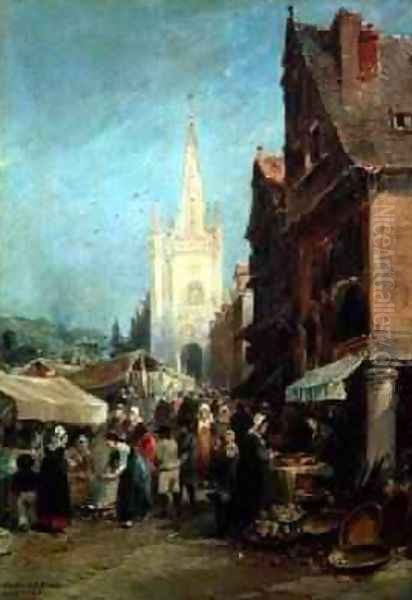 Market at Hennebont - view 1