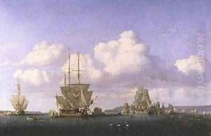 The Anchorage of Brest in Calm Weather 1844 by Jules Achille Noel