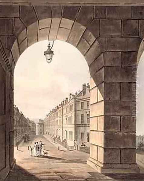 Pulteney Street Terminating in Laura Place seen through the Gateway of Sydney Gardens from Bath Illustrated by a Series of Views 1806 - view 1