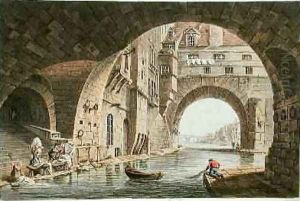 The Washing Place of the HotelDieu and the Pont de la Tournelle by John Claude Nattes