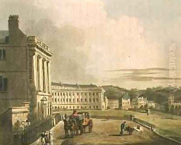 The Crescent detail of the street from Bath Illustrated by a Series of Views - view 1