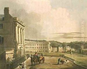 The Crescent detail of the street from Bath Illustrated by a Series of Views by John Claude Nattes