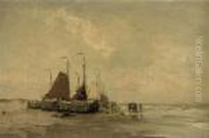 Bomschuiten On The Beach by Willem George Fred. Jansen