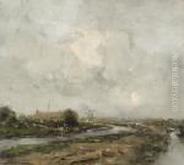 Road Along Water With A Millin The Background - view 1