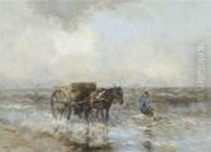 A Shrimp Fisherman And His Cart In The Shallows A Shrimp Fisherman And His Cart In The Shallows