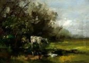 A Cow Near The Border Of Apond by Willem George Fred. Jansen