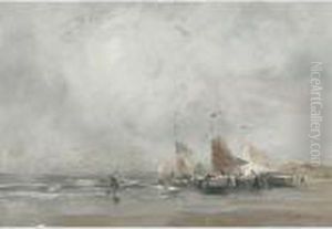 Fishing Boats And Shellfishers On A Breezy Day Fishing Boats And Shellfishers On A Breezy Day