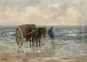 A Shellfisher In The Breakers by Willem George Fred. Jansen