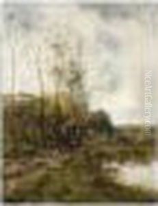 A Woodcutter On A Country Lane by Willem George Fred. Jansen