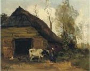 A Cowherdess By A Shed