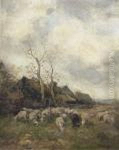 Tending To The Sheep by Willem George Fred. Jansen