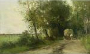 A Haywagon On A Country Road
