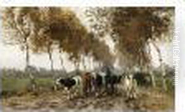 A Farmer And His Cattle On A Country Road - view 1