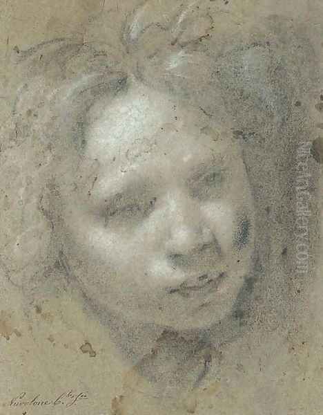 Head of a child, looking down to the right - view 1