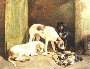 Pointers and a Gordon Setter by John Sargeant Noble, R.B.A.