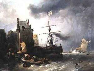 The Storm at Dunkirk by Wijnandus Johannes Josephus Nuyen