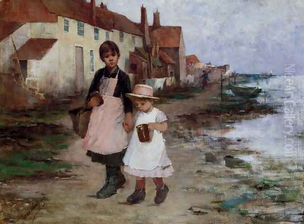 Deux Fillettes Au Bord De L'Eau - view 1