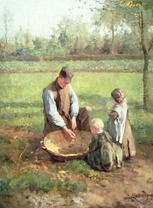 Watching father work by Albert Neuhuys