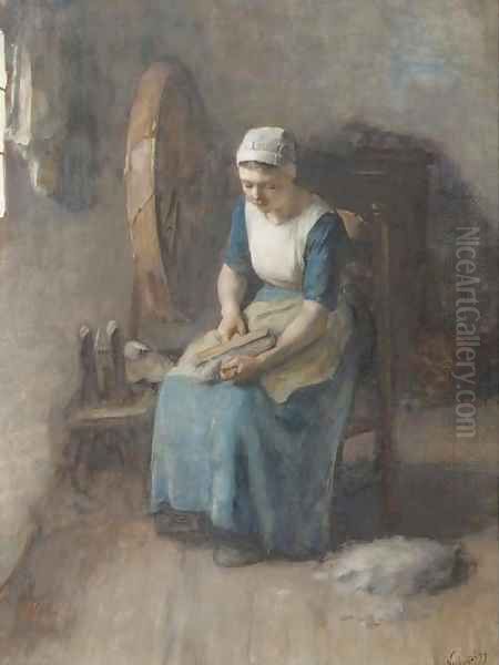 Combing the wool - view 1