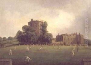 First Australian team to visit England to play a single innings cricket match against Willshers Gentlemen at Chilham Castle Kent August 1878 by William Andrews Nesfield