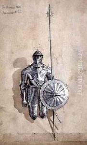 Study of a Suit of Armour in the Barons Hall Brancepeth Castle Durham