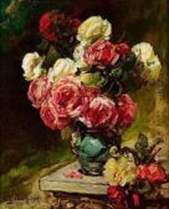 Vase De Roses by Georges Jeannin