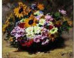 Nature Morte Au Panier De Fleurs