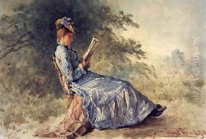 Seated Girl Reading by Hugh Newell