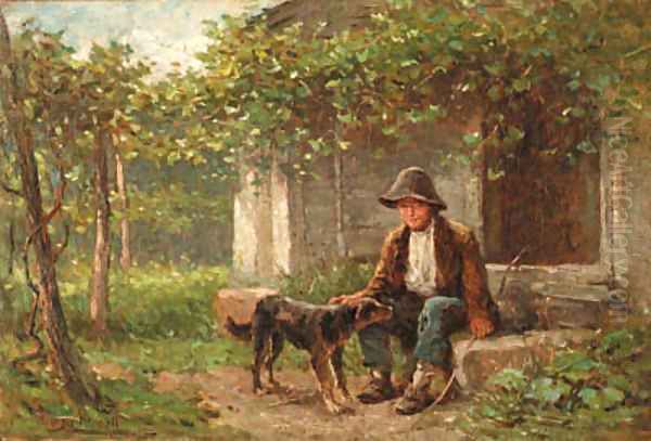 Young Boy with Dog - view 1