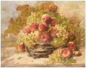 Still Life Of Peaches And Grapes by Georges Jeannin