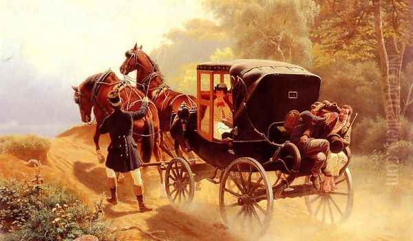 A Carriage Taking a Difficult Hill - view 1
