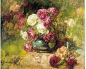 Corbeille De Roses Anciennes by Georges Jeannin