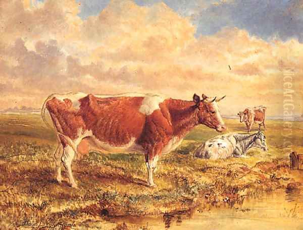 Cattle Resting In An Extensive River Landscape - view 1