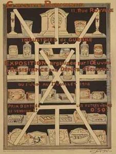 French advertisement for an exhibition of patriotic packaging by Maurice Louis Henri Neumont