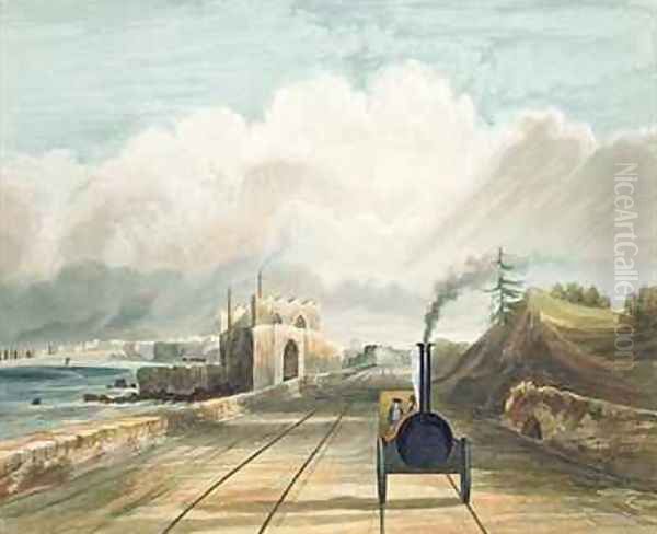 Dublin and Kingstown Railway From the Footbridge at Sea Point Hotel Looking Towards Salt Hill Kingstown Harbour in the Distance - view 1