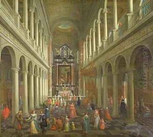 Interior of the Jesuit Church Antwerp by Pieter the Younger Neefs