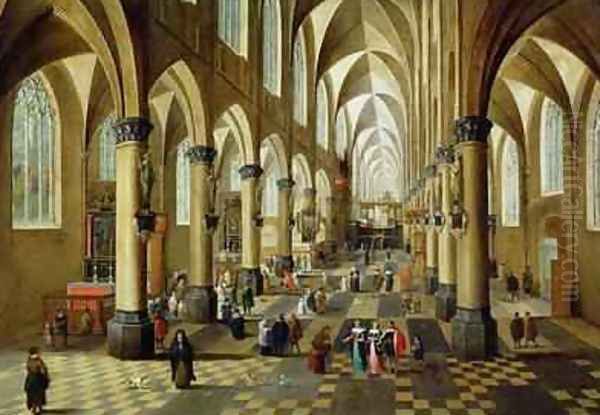 Figures gathered in a Church Interior - view 1