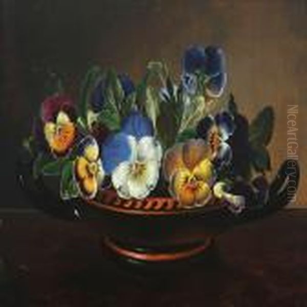 Still Life With Flowers In An Earthenware Bowl On A Table - view 1