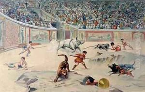 Gladiators Fighting Animals in the circus at Pompeii by Niccolini, Antonio