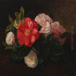 Red- And Pink Camellia Flowers On A Table