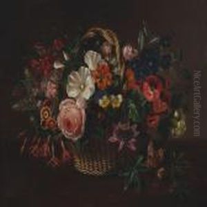 Still Life With Flowers In A Basket by I.L. Jensen